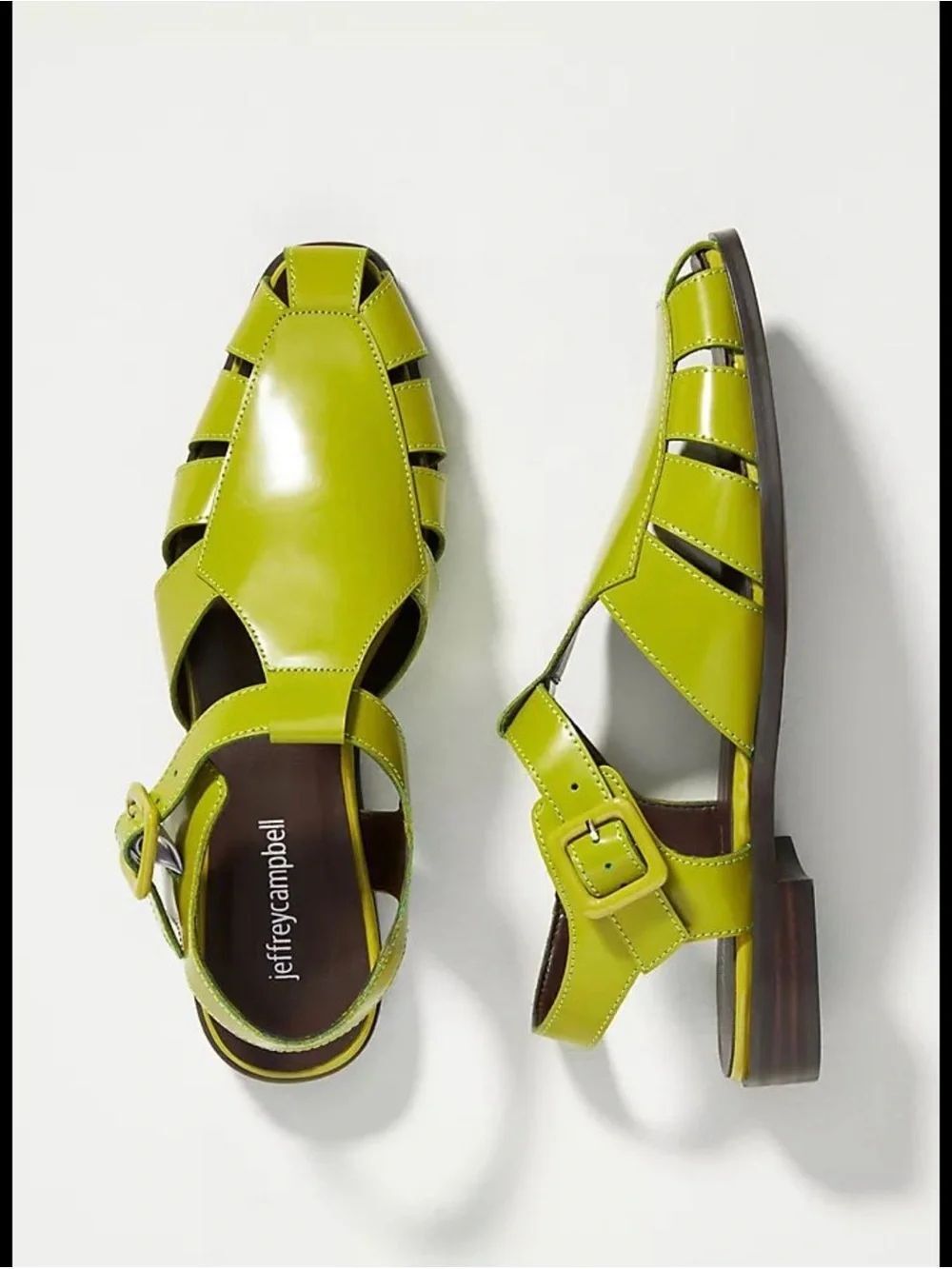 Anthropologie Jeffrey Campbell Landen Lime Green Leather Sandals Sz 9